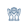 Two hands are cupped around a shield with a heart in the center, symbolizing protection, care, or health insurance from Priority First Insurance.